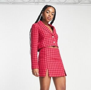 Miss Selfridge Pink & Red Skirt Suit